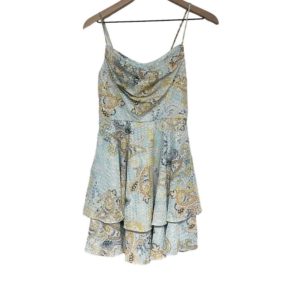NWT City Studio Paisley Layered Mini Party Dress Juniors Size 5 Sleeveless Blue
